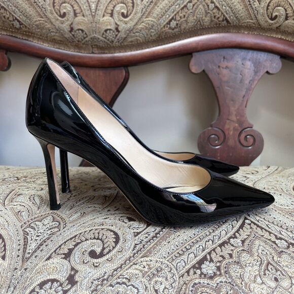 Jimmy Choo Black Patent Leather Romy Heels Pumps Stiletto Shoes Size 8 (US) - Picture 1 of 12
